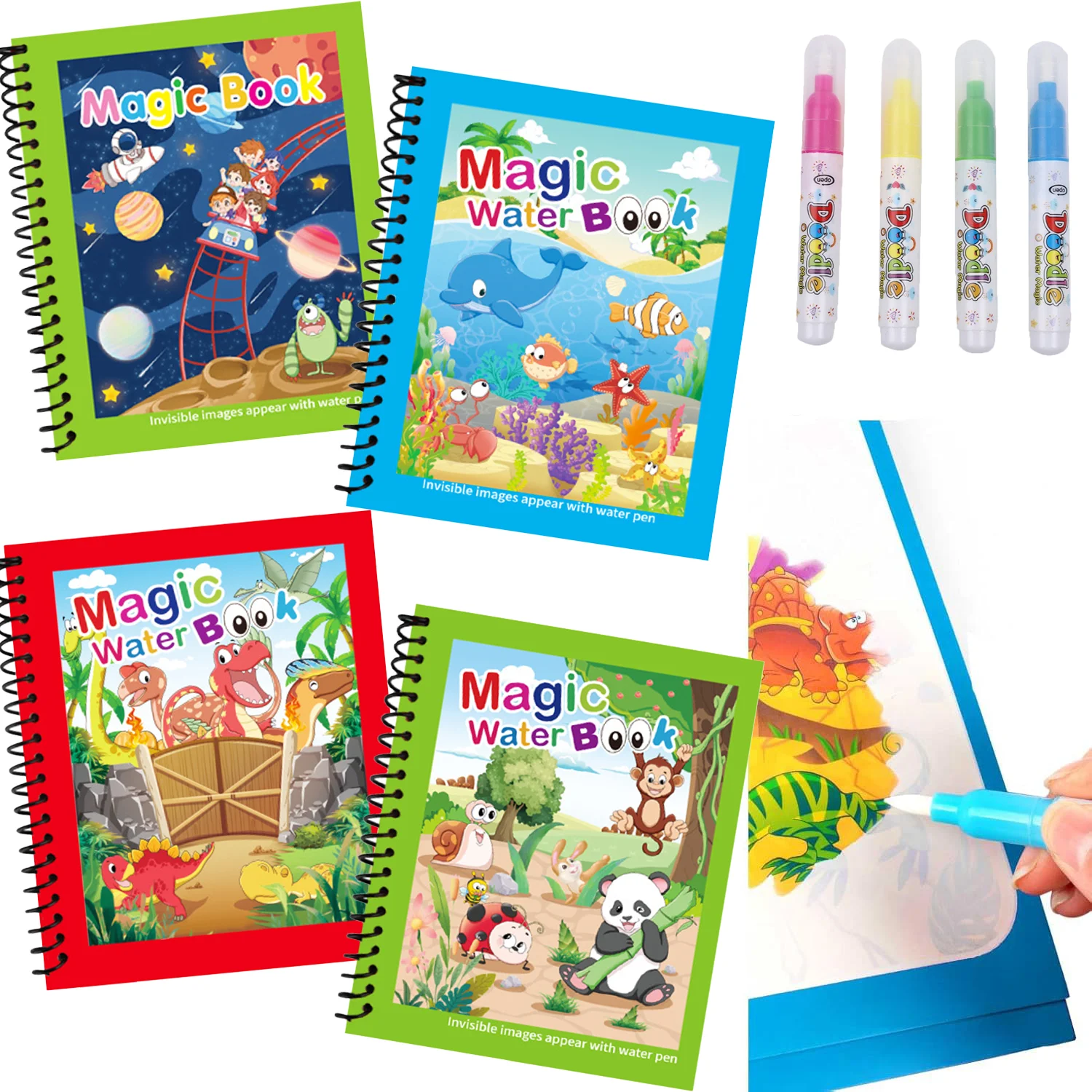 Reusable Water Magic Coloring Book - Libro de Pintura Mágica con Agua,