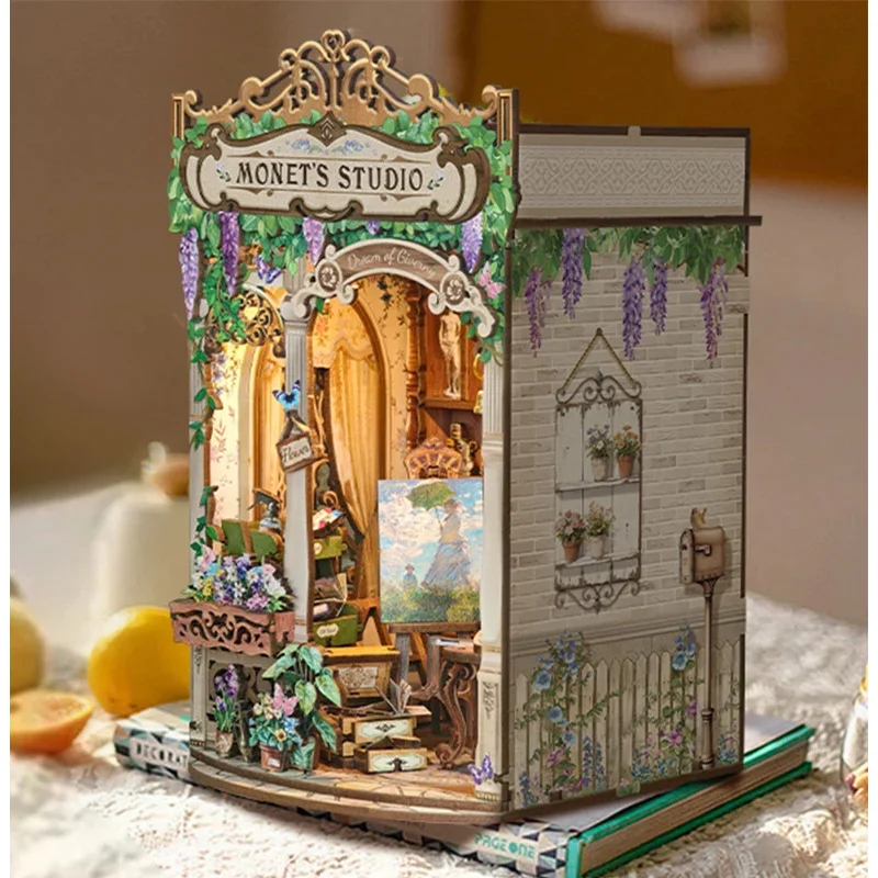 Diy Wooden Book Nook Kit Shelf Insert - Kit de Modelo DIY de Madera