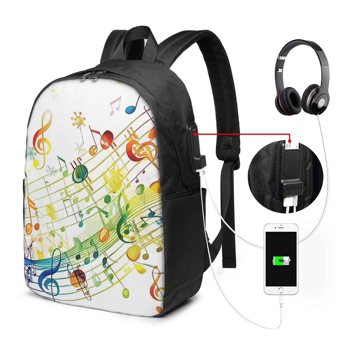 Music - Mochila con diseño de teclas de