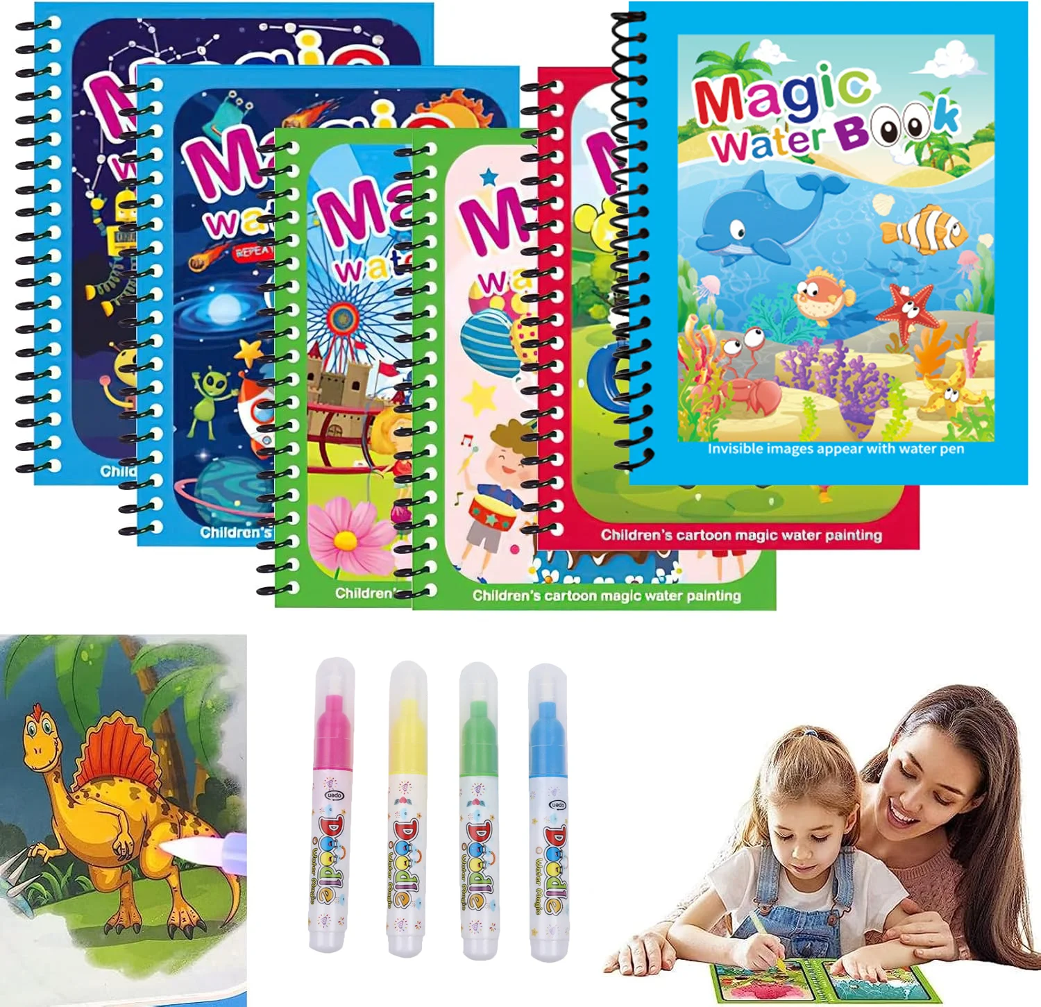 Reusable Water Magic Coloring Book - Libro de Pintura Mágica con Agua