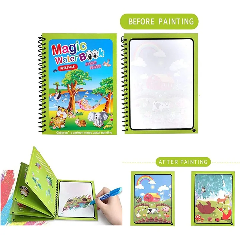 Libro mágico para colorear al  - Reusable Water Magic Coloring Book reseña y precio