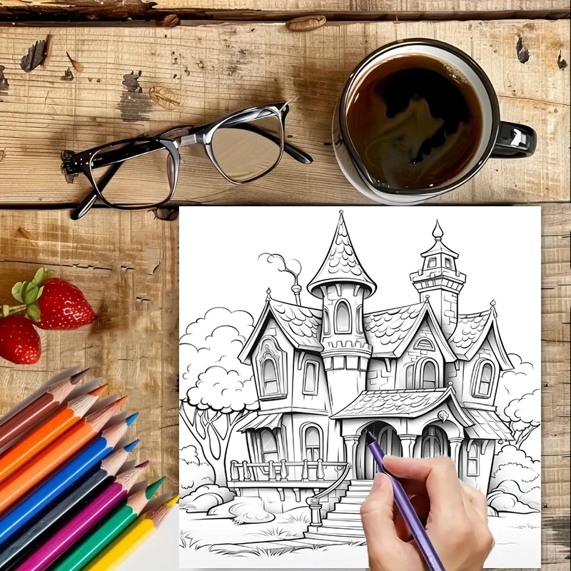 Libro de Colorear de Casas Enc - Adult Coloring Book Stress Relief reseña y precio