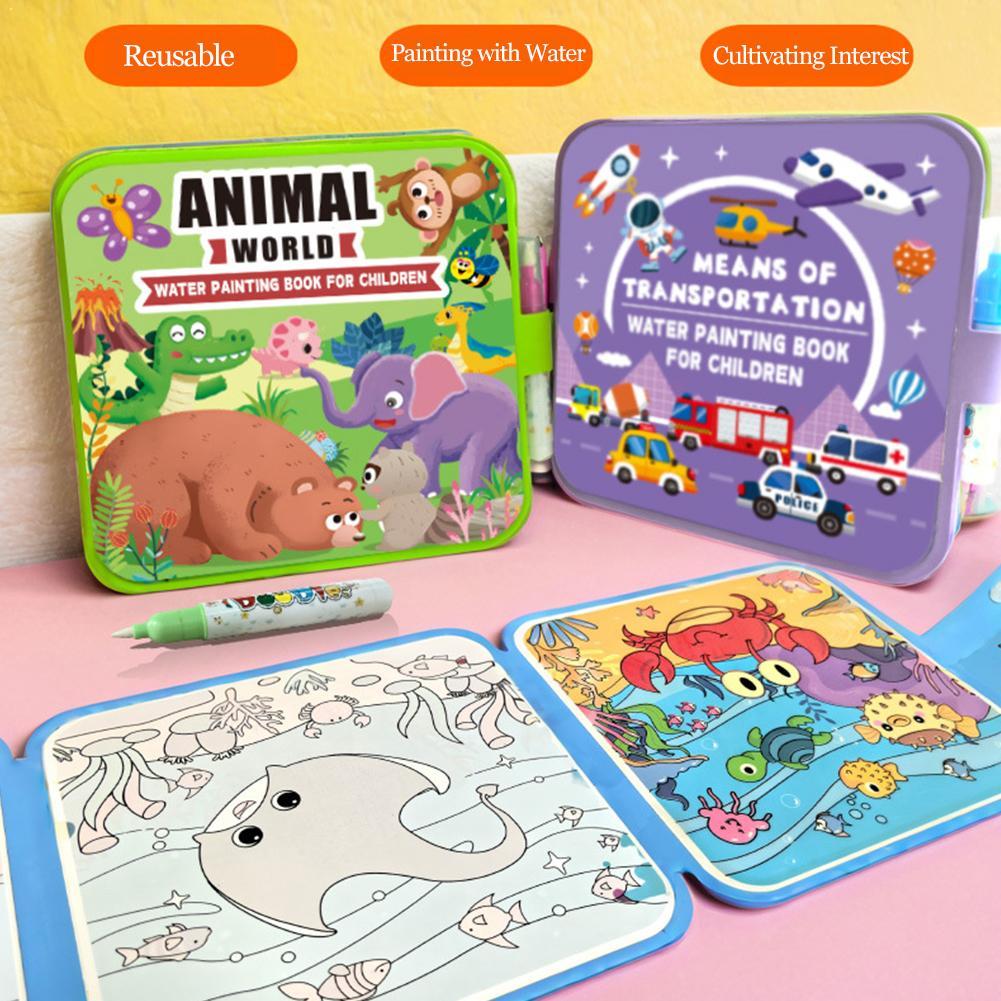 Libro de pintura al agua plega - Reusable Water Magic Coloring Book reseña y precio