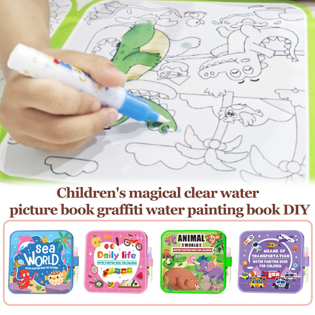 Libro de pintura al agua plega - Reusable Water Magic Coloring Book reseña y precio