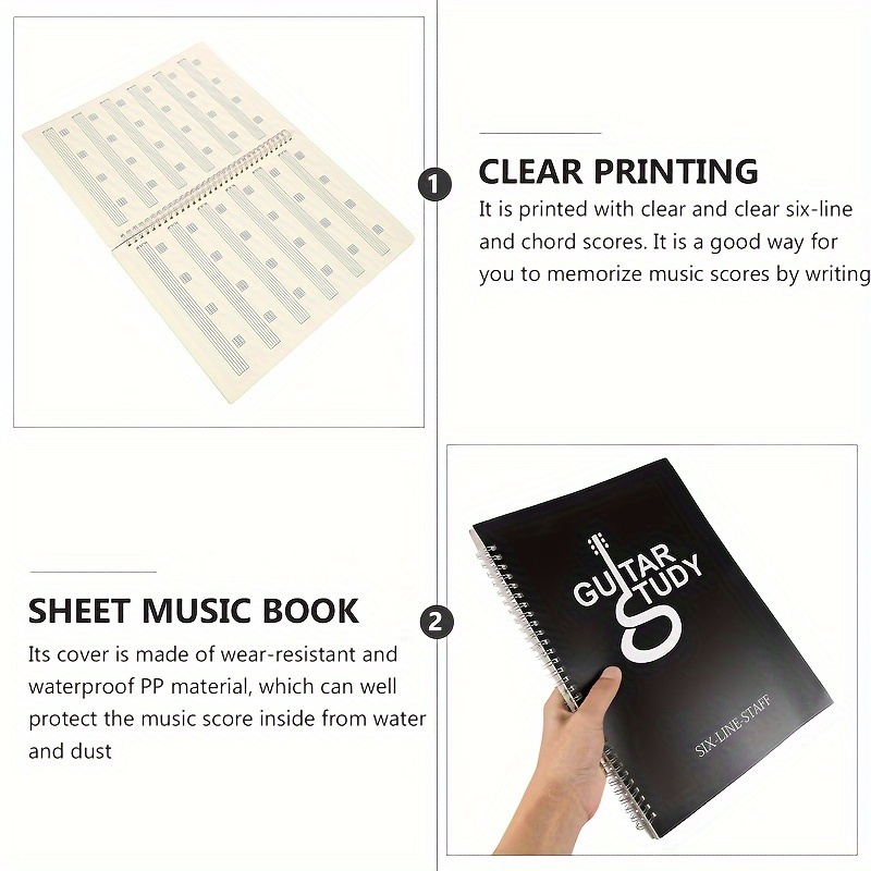 Cuaderno de mesa de guitarra d - Blank Sheet Music Notebook reseña y precio