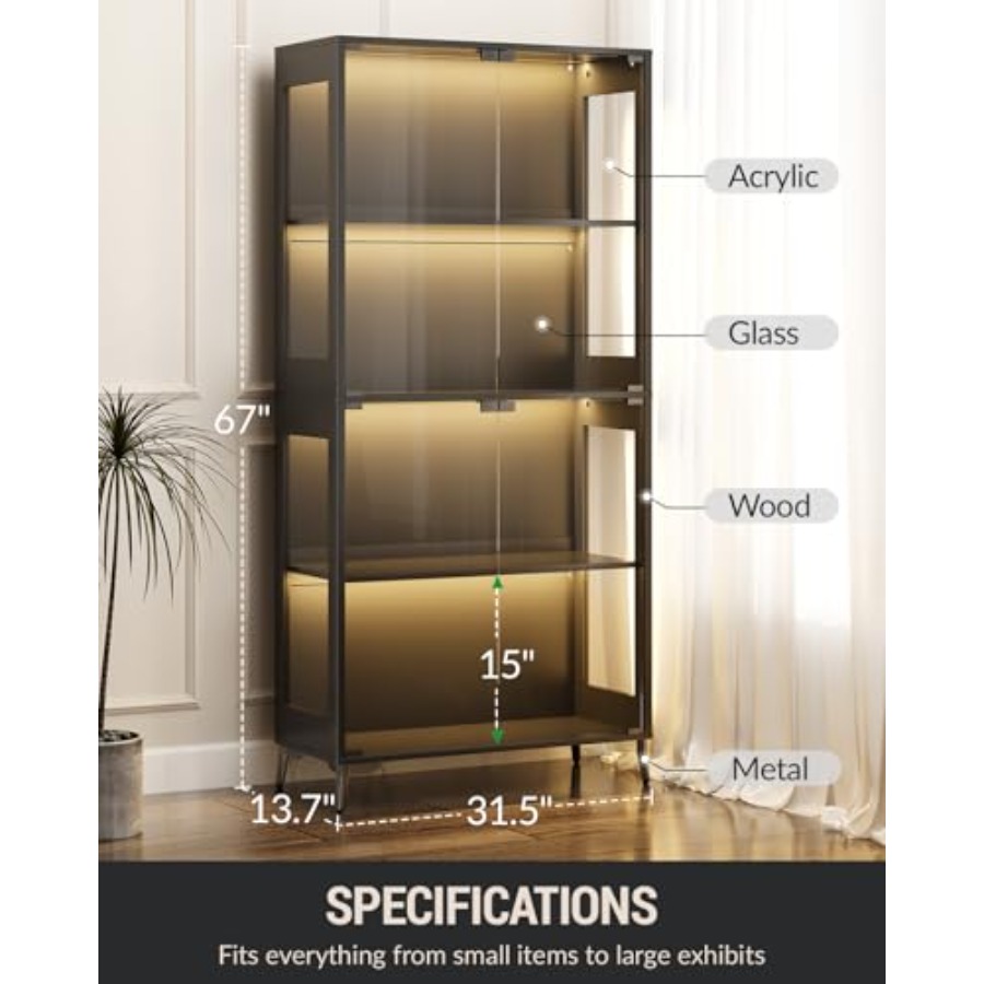 Vitrina de cristal con puertas - Books reseña y precio