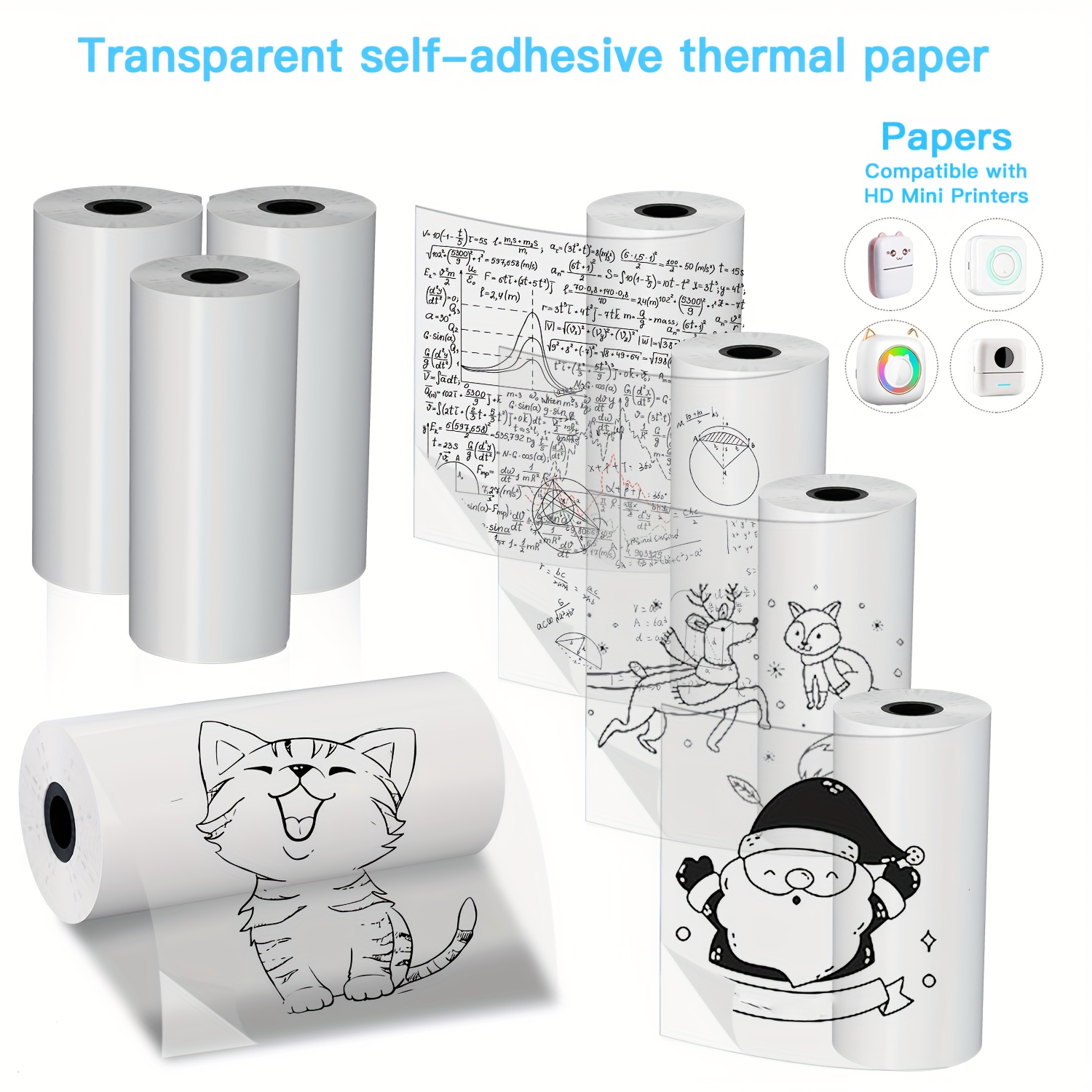 2/4/8 rollos de papel térmico  - Mini Pocket Thermal Printer Paper Roll reseña y precio